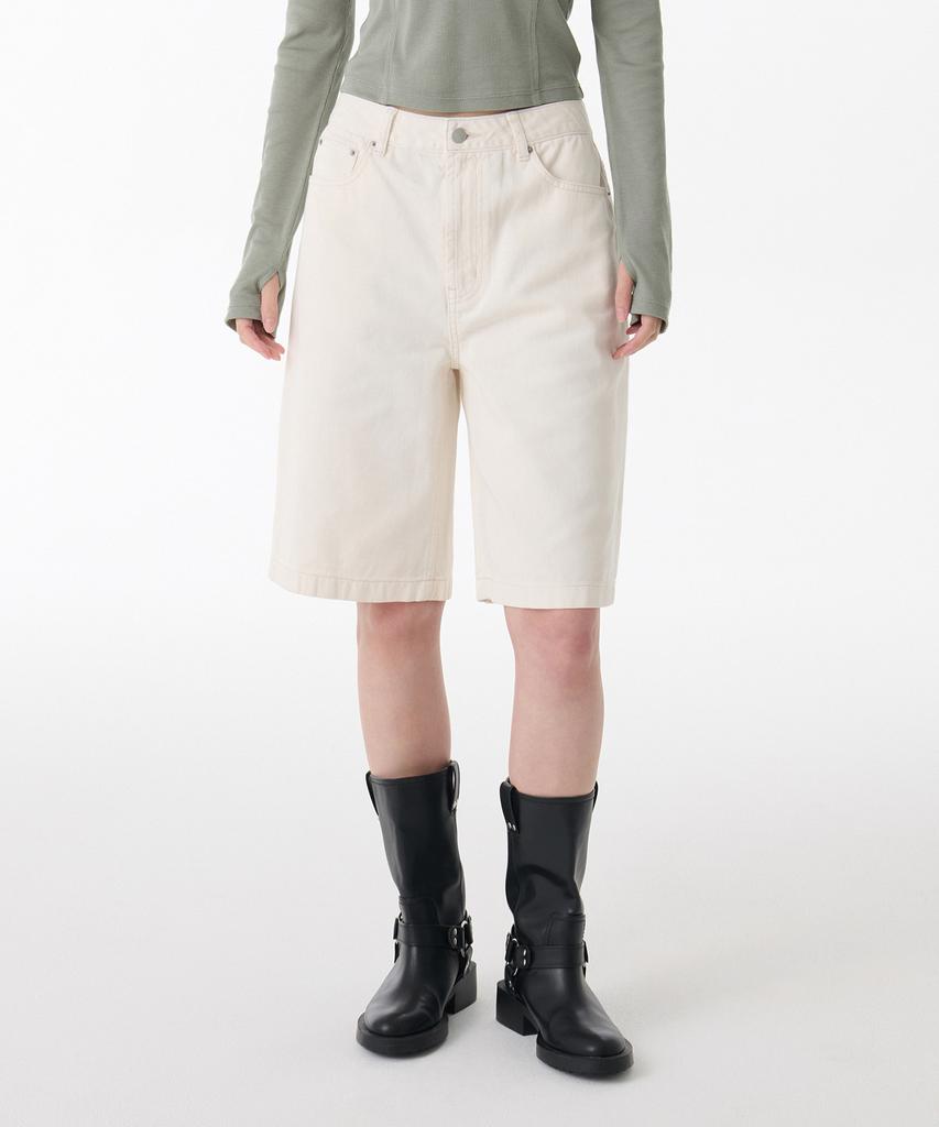 MUSINSA STANDARD WOMAN Женские широкие джинсовые шорты [Кремовый]