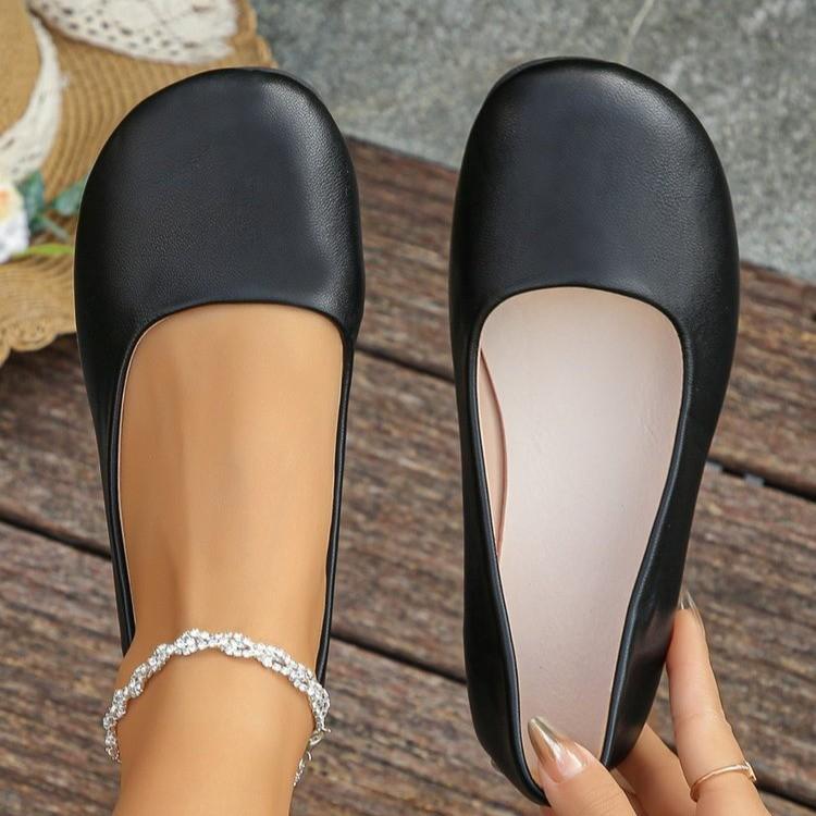 2025 Весна и Осень Новые Туфли с Круглым Носком, Толстый Каблук, Глубокий Вырез, Удобные Женские Туфли на Четыре Сезона