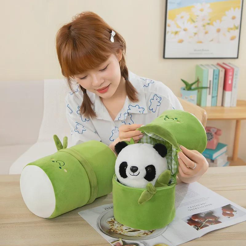 Мягкая игрушка-тряпичная кукла «Бамбуковая панда» — небольшой подарок на день рождения или подушка-украшение для автомобиля