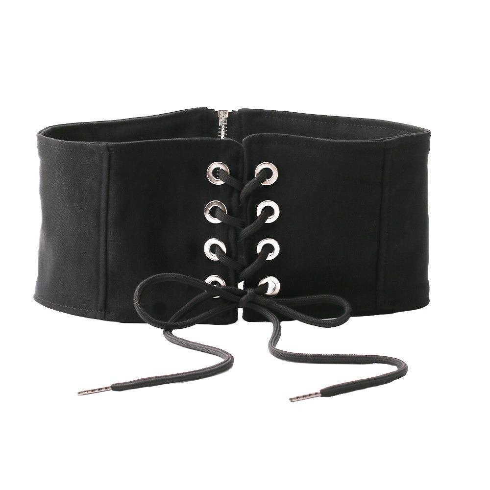 Black Elastic Cummerbunds PU Leather Waist Corset Elegant Wide Belt Girl