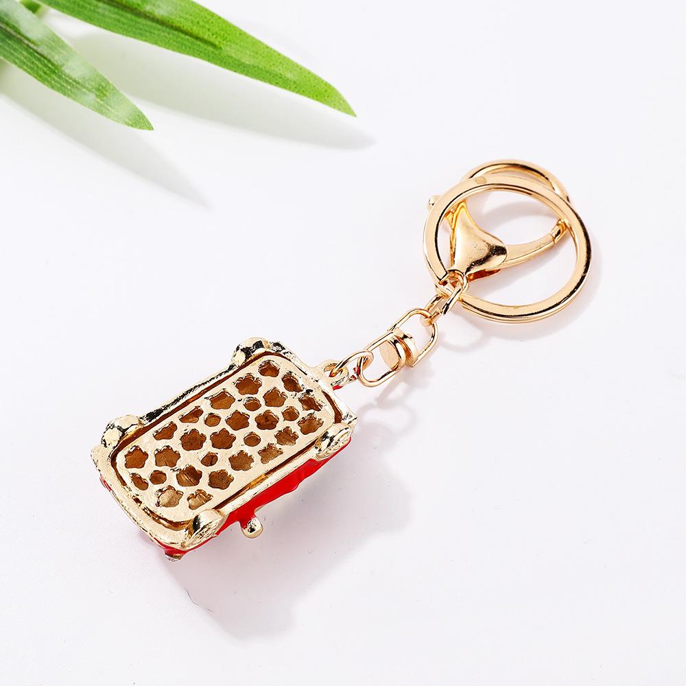 Cartoon Mini Car Keychain Rhinestone Car Model Metal Key Ring Decorative Pendant Accessories for MINI Cooper S JCW R50