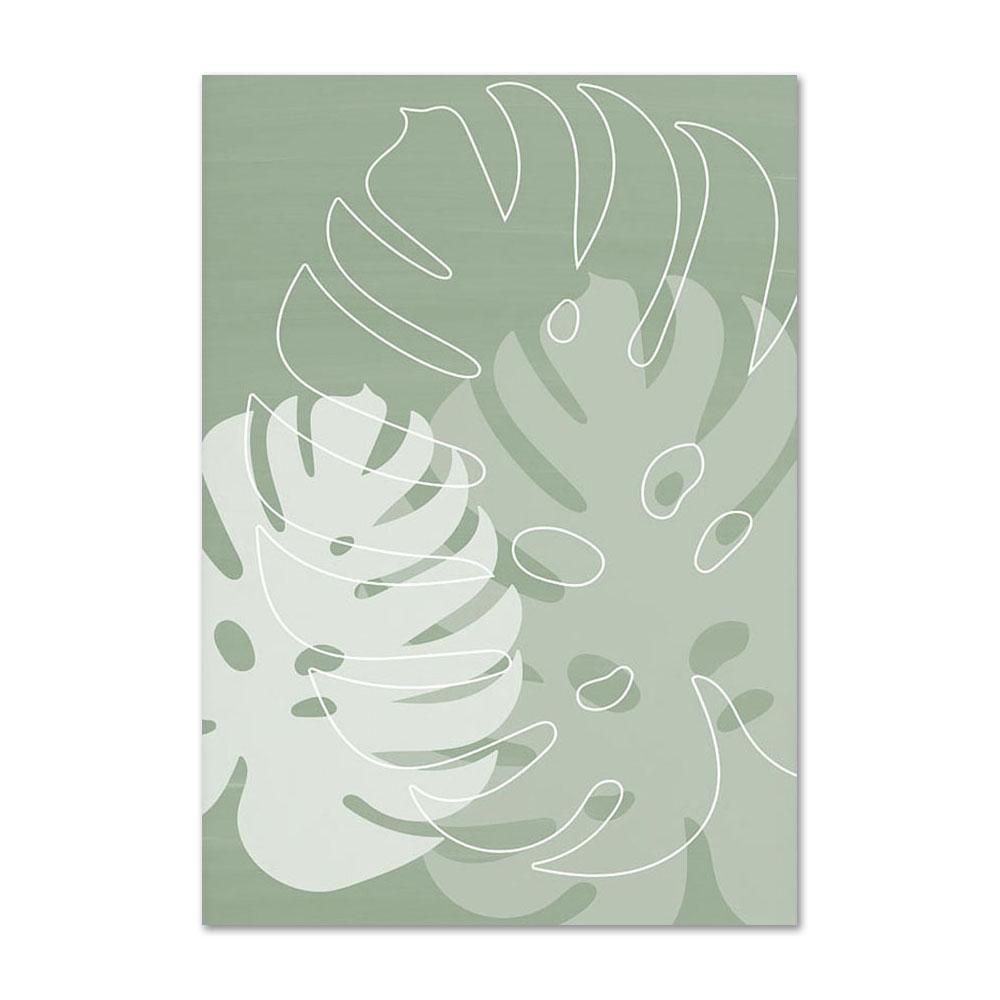 Зеленый лист монстеры, арочные настенные художественные абстрактные линии, скандинавские постеры и принты, холст для лица девушки, картины, декор для гостиной