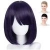 CaseEden Cosplay Wig, Short Bob, 35cm, Heat Resistant, Dark Purple, Includes 2 Wig Nets