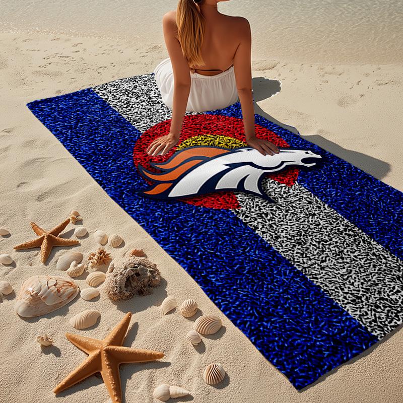 Denver Broncos Logo Microfiber Beach Towel, Lightweight And Quick-Dry, for Summer Travel, Beach Essential, Swimming Pool