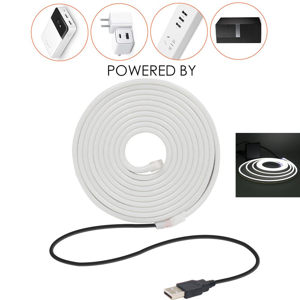 5V Dimmable LED Neon Strip Light Battery USB Powered Switch Touch Dimmer Kit 2835 120LED Flex Silicone Lamp Waterproof Backlight