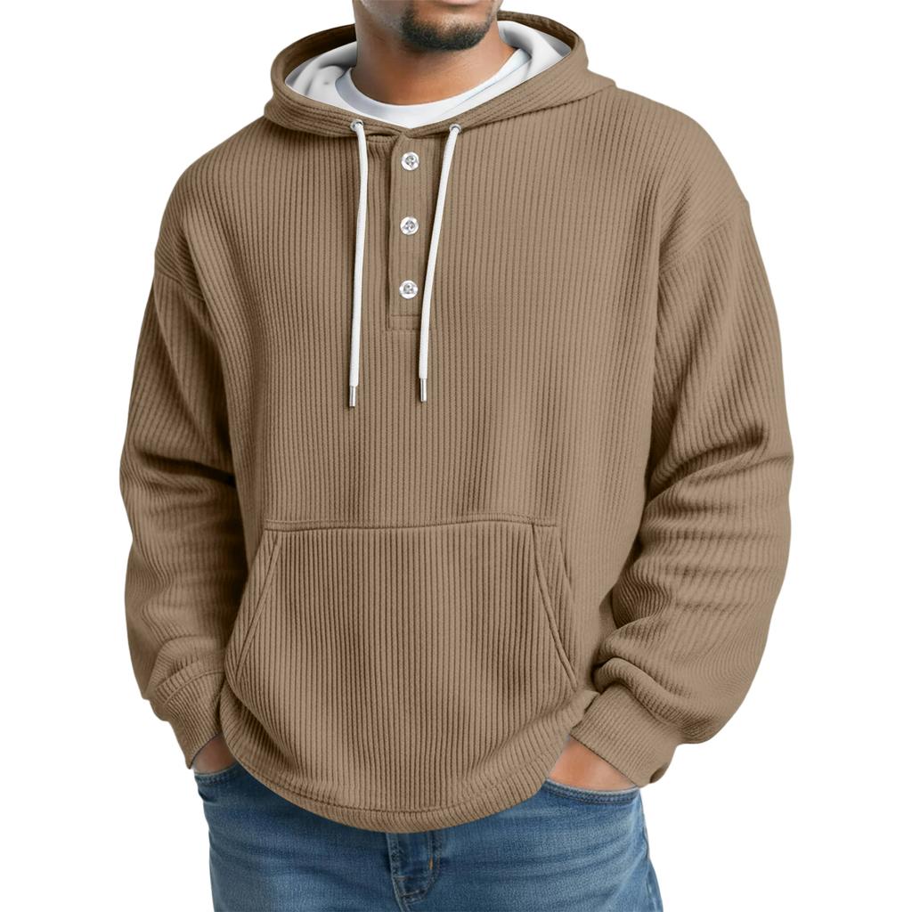 Men's Knit Hooded Sweatshirt Casual Long-Sleeve Sweatshirt