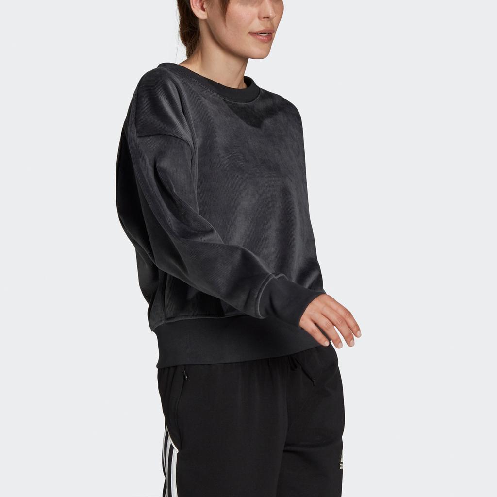 Adidas Вельветовый текстурированный спортивный пуловер, женские топы, черный H31102