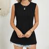 Летняя новая однотонная свободная майка без рукавов с круглым вырезом, повседневная женская футболка
