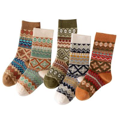 Детские осенне-зимние носки средней длины в стиле Fair Isle - Для девочек, мальчиков и малышей, Ретро-модный дизайн