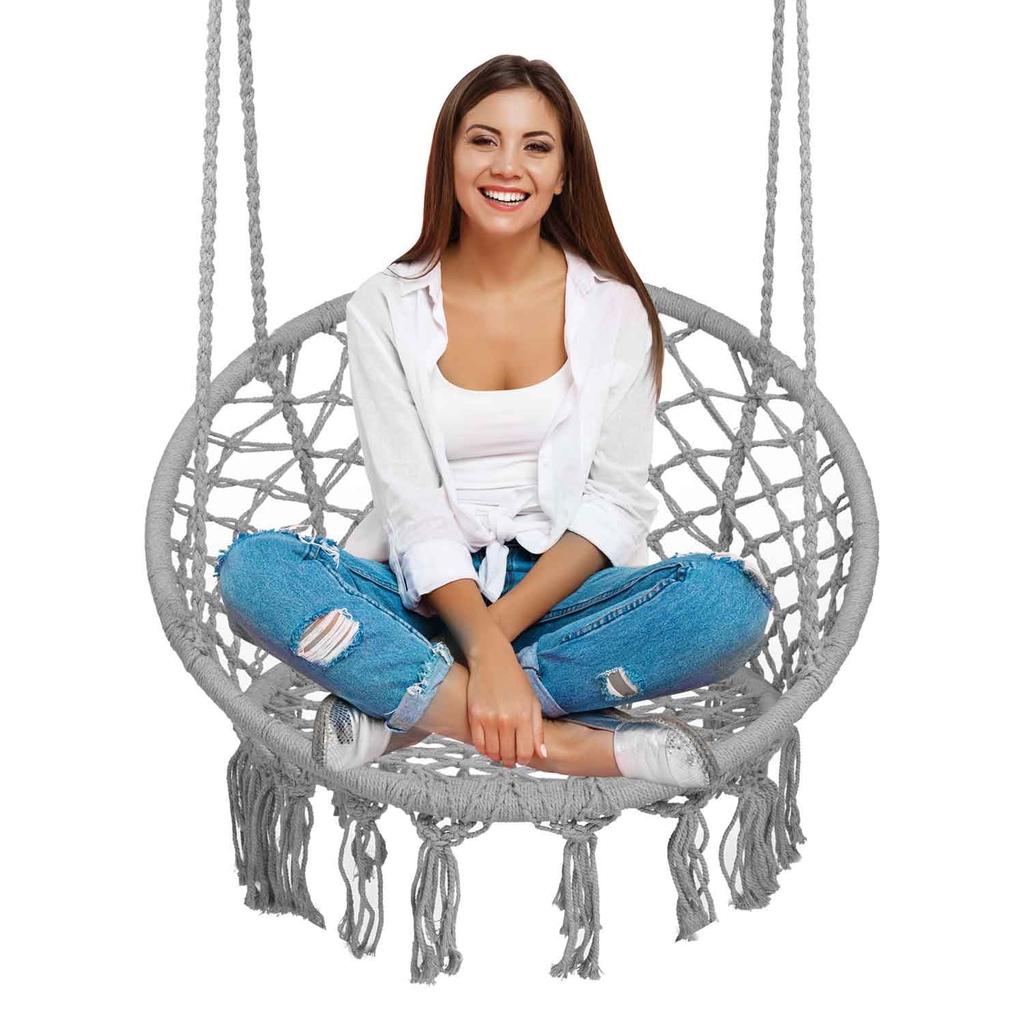 Hanging Garden Swing Chair Boho Gray