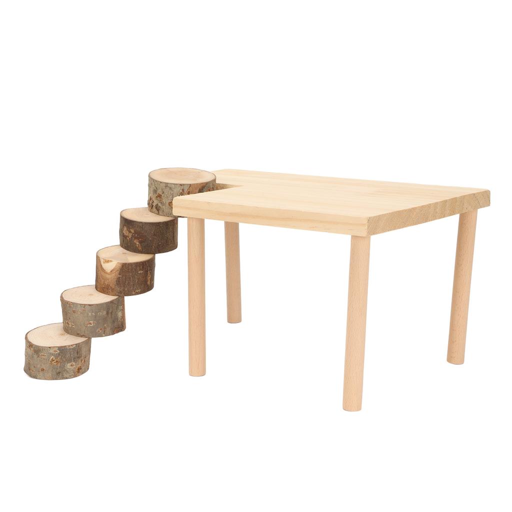 Hamster Climb Platform Decorative Wooden Small Pet Playing Activity Playground with Round Ladder