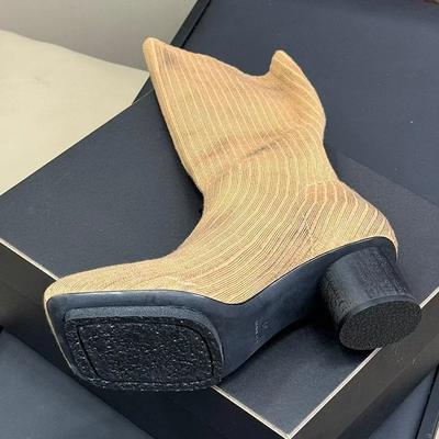 Остроносые Эластичные Сапоги-носки на Высоком Каблуке Женская Обувь 2025 Тренды Вязаные Дышащие Прилегающие Толстый Каблук Короткие Сапоги Черные Сексуальные