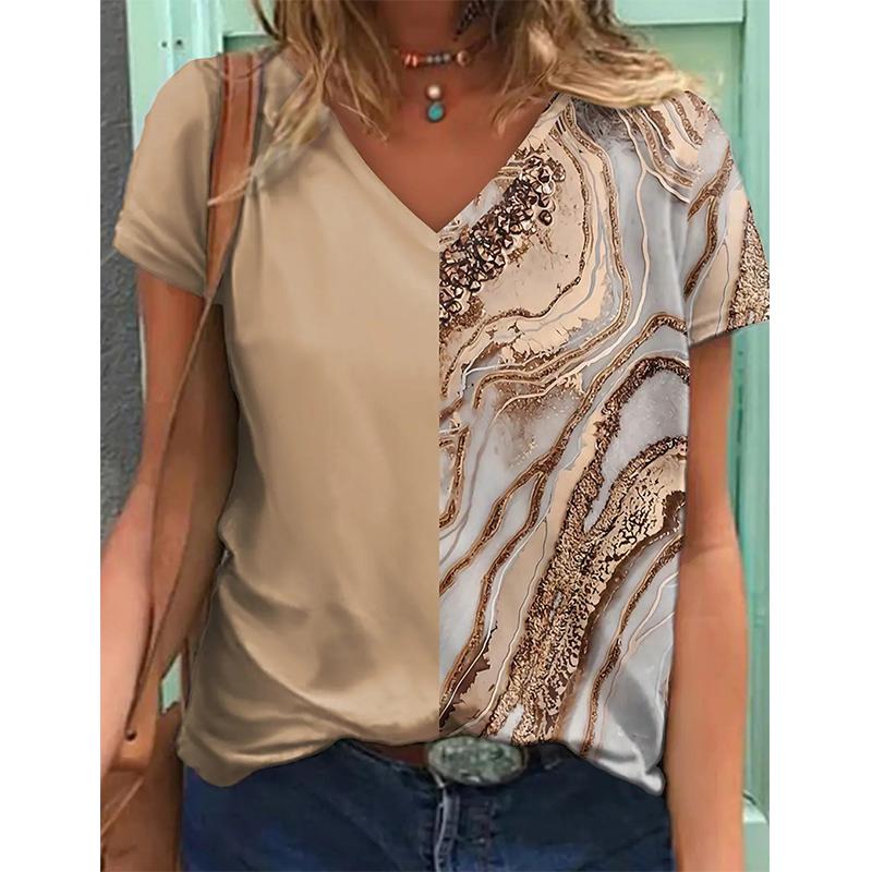 Новая футболка с цветочным принтом 3D, женская футболка с V-образным вырезом и коротким рукавом, топы Y2k, уличная одежда, футболки больших размеров в стиле Харадзюку, женская одежда