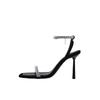 Fashion Diamond high-heeled sandals for women's summer new style square toe exposed temperament European and American one-piece sandals