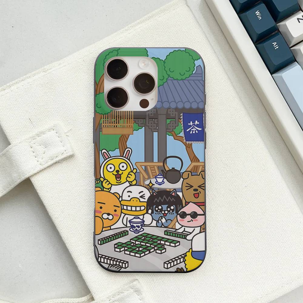 Cartoon K-KAKAO CUTE F-FRIENDS Soft Corrugated Phone Case For IPhone 11 12 13 14 15 16 17 Pro Max Plus Pro Shockproof Cover