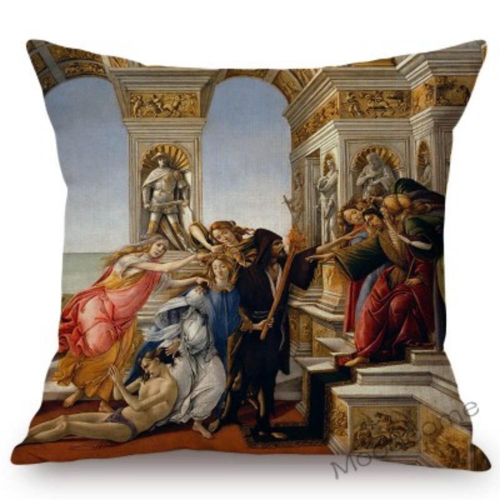 Сандро Боттичелли Флоренция Искусство Рождение Венеры Всемирно известная картина маслом Декоративная наволочка из хлопка и льна Чехол для дивана