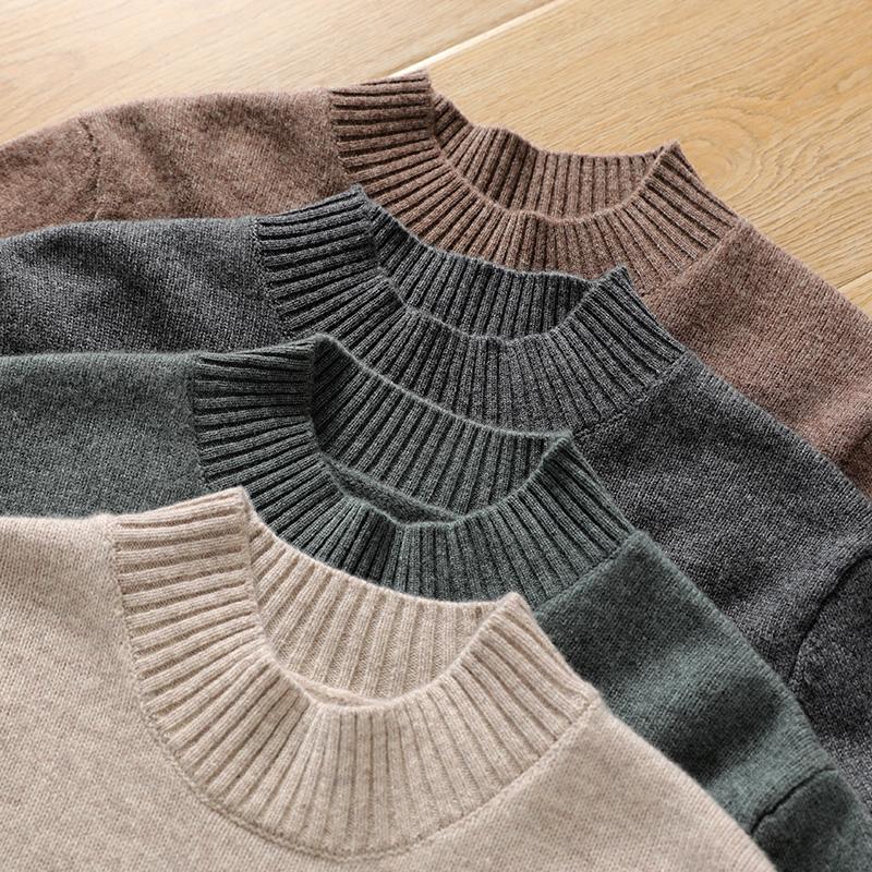 Men's Half Turtleneck Thickened Cashmere Sweater Qinghe Cashmere 30% Cashmere 70% Wool Men's Autumn and Winter Cashmere Soft and Warm