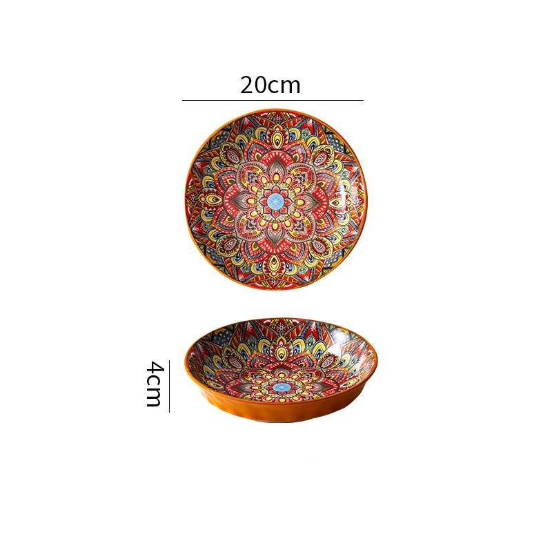 Керамические тарелки в стиле ретро-богемия, высококачественная креативная домашняя посуда, обеденная тарелка, изысканная глубокая тарелка для фруктов, поднос, столовая посуда