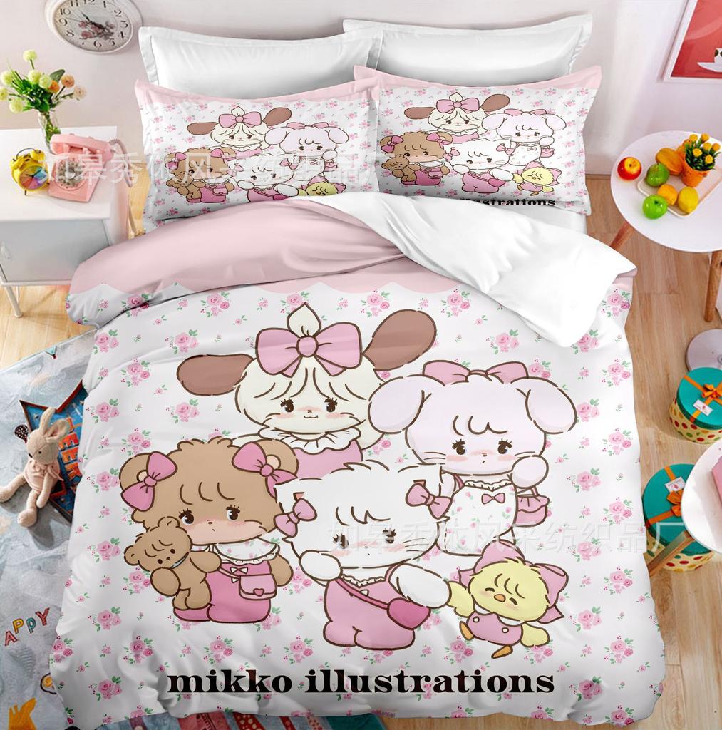 Kawaii MIKKO Bedding Sets Comforter Quilt Bed Cover Duvet Cover Pillow Case 2-3 Pieces Sets Kids Adult Size Cartoon Decoration