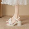Sandals Female Summer Fairy Style High Heels Platform Waterproof Table Thick Heel Sandals Female Word Belt Fairy Shoes