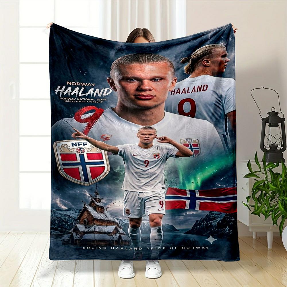 Norwegian Football Star Design printed Flannel blanket for bedroom, living room, sofa, and nap