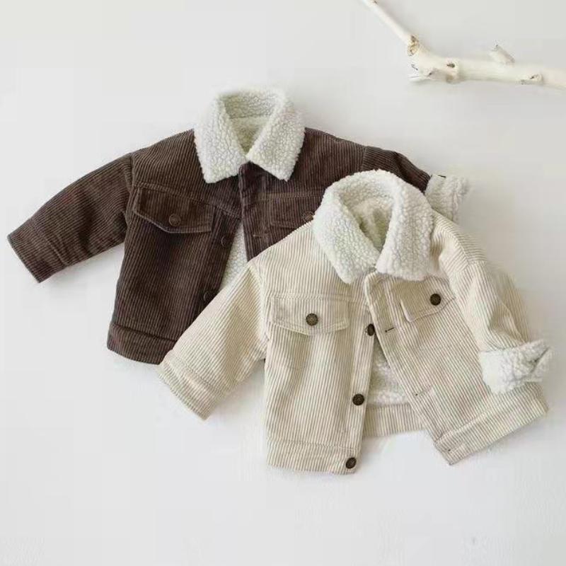 Children Autumn Winter Baby Boys Outerwear Thick Lamb Velvet Coat for Girls Infant Kids Casual Corduroy Jacket  Clothes