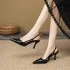 Модные женские босоножки на высоком каблуке Лето 2025 Новые туфли-лодочки с острым носком Женские туфли-лодочки с открытым верхом для вечеринок Сандалии Mujer