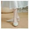 Fashion High Heels Sandals Women Shoes Pointed Toe Thick Heeled Pumps Ladies Elegant Solid Rubber Bottom Shoes Party Wedding Dressed