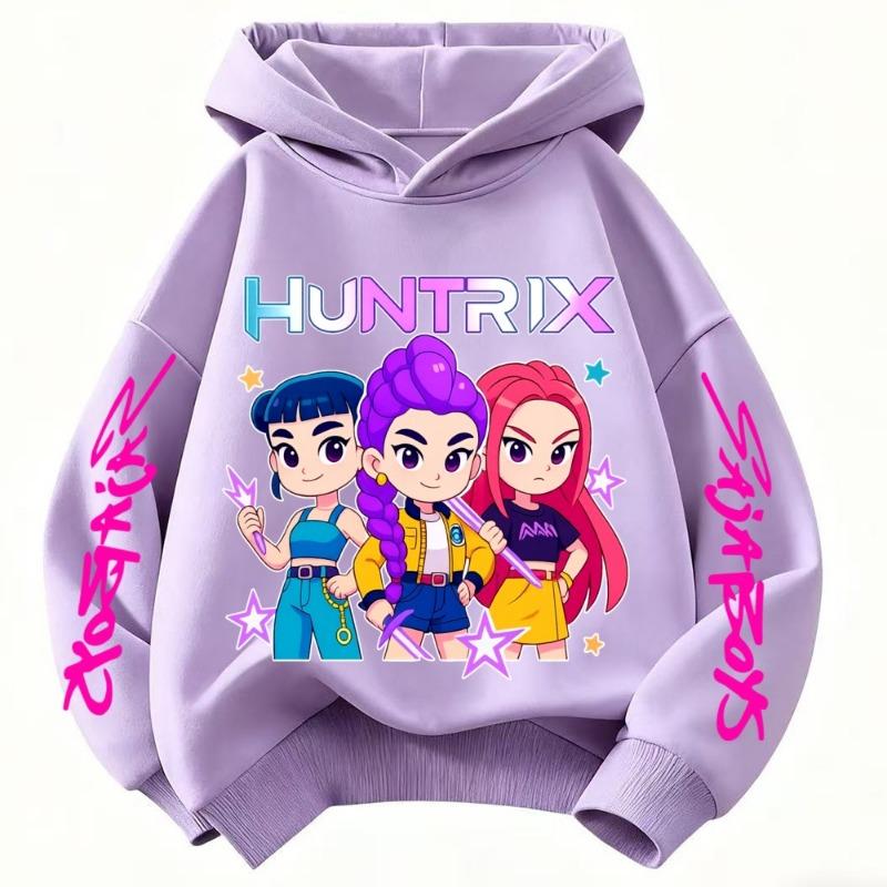 Модная женская толстовка K-Pop с принтом «Охотники на демонов» Детская толстовка-пуловер Топы для девочек Весенне-осенняя повседневная толстовка Одежда