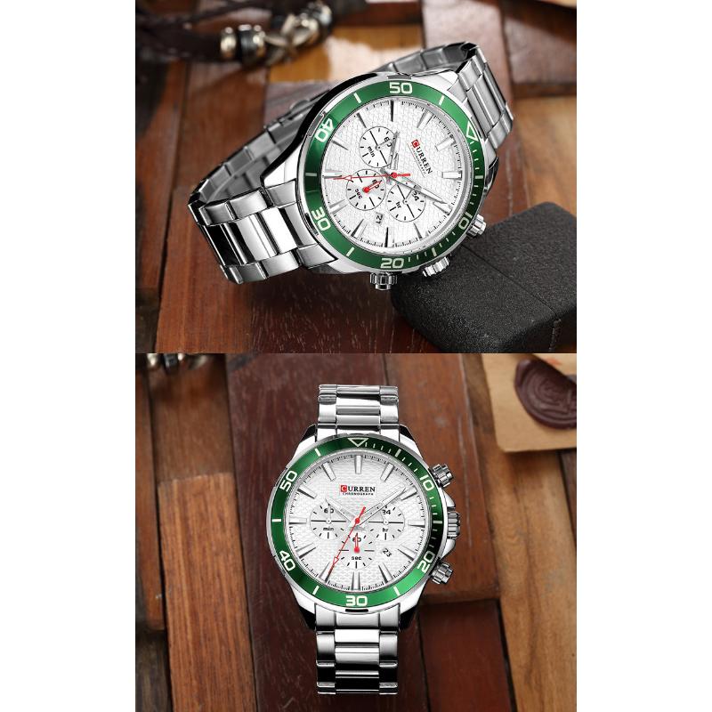 CURREN New Top Men's Watch Steel Band Casual Watch Small Dial Quartz Calendar Six Hand Watch