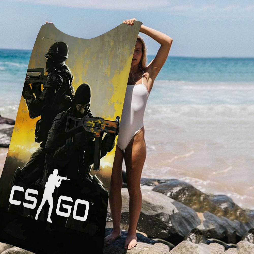 Counter-Strike CS 2 Винтажное Микрофибровое Печатное Пляжное Полотенце Горный Туризм Йога Пляж Плавание Бег Впитывающее Мягкое Полотенце