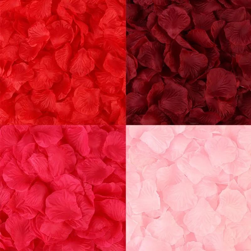 100pcs Colorful Love Romantic Warm Silk Rose Artificial Petals Wedding Party Pink Red Flower Favors Decoration Roses Supplies