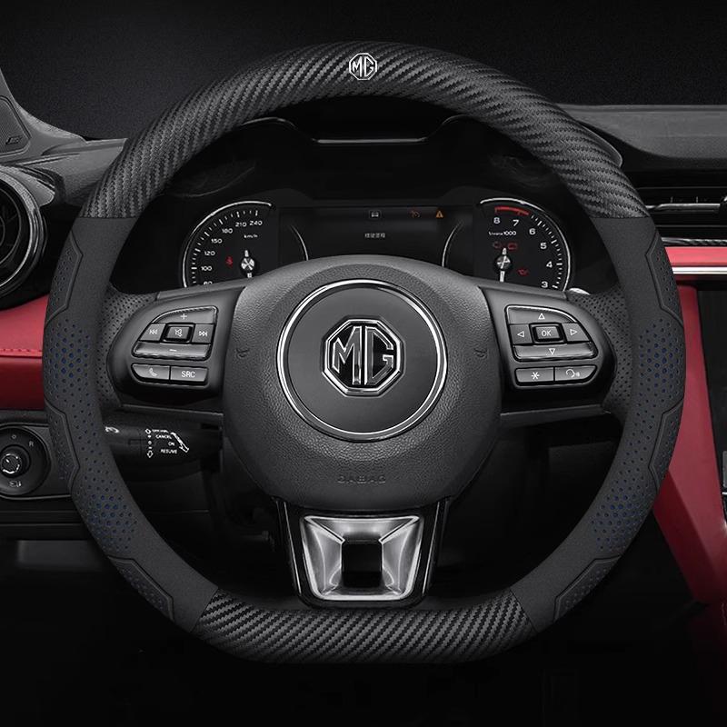 For MG MG4 3SW ZR EHS EZS GS MG7 MG5 MG6 MG3 HS ZS EV GT X Power Car Carbon Fiber Leather Steering Wheel Cover Auto Accessories WW5