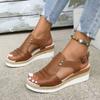 Summer Flat-bottomed Fish Mouth Wedge Heel Sandals Women's Belt Buckle Beach Sandals