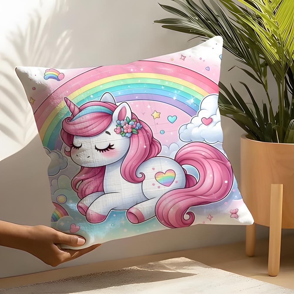 Cute Cartoon Unicorn Pillow Case Linen Cushion Covers For Decorative Sofa Home Pillows Case Car Chair Pillows Cases