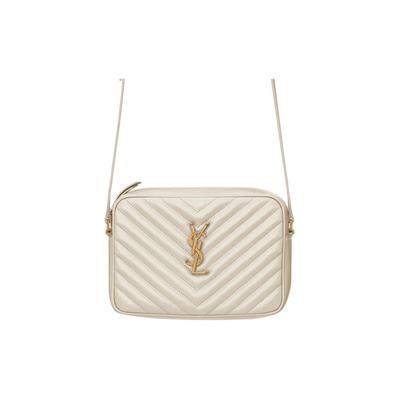 Ysl Lou Iconic Металлический Логотип Стеганая Кожаная Сумка-Камера Женская Сумка на Плечо Мягкий Кремовый 761554-DV707-9207