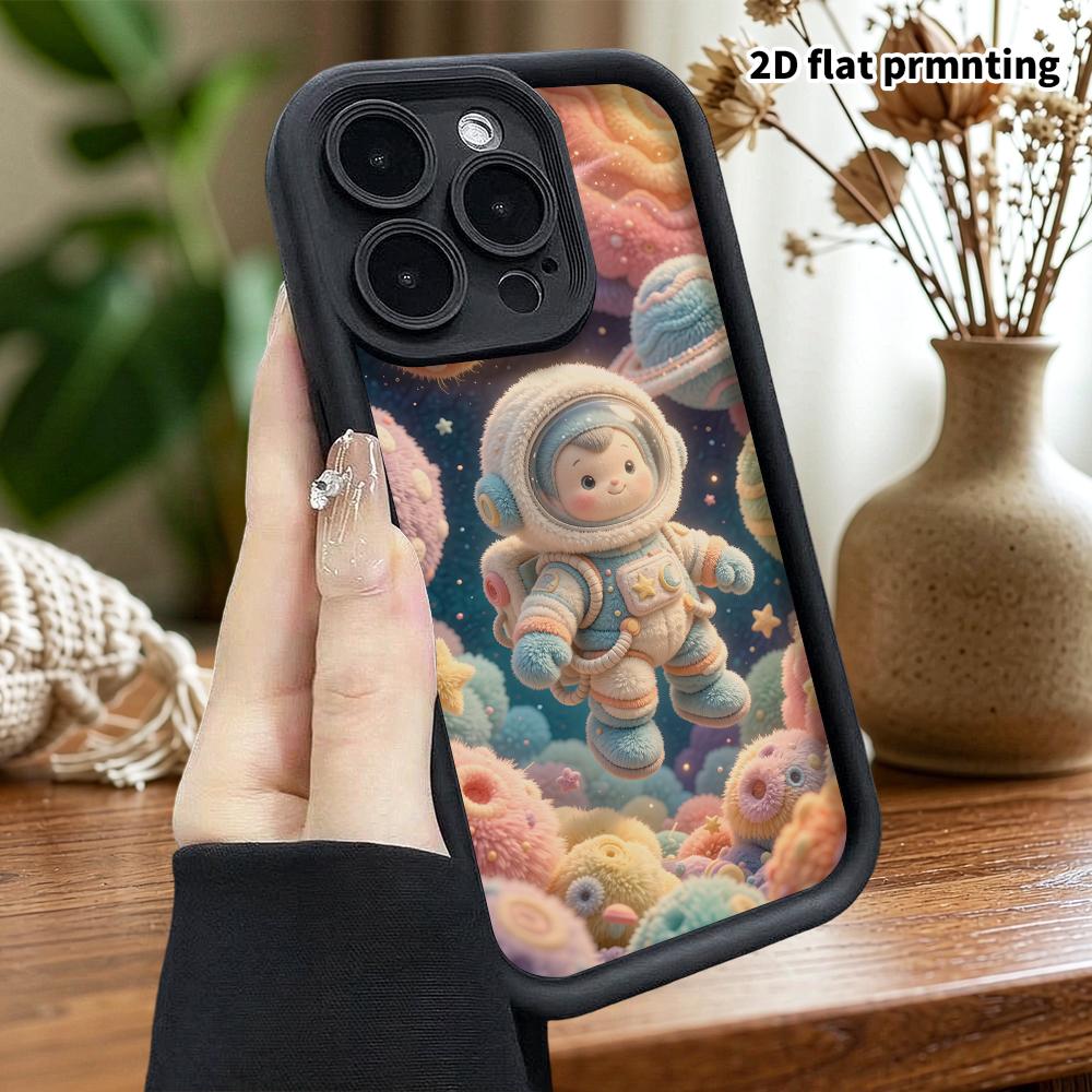 Phone Case: 2D flat, suitable for iPhone 18 17 16 15 14 13 12Pro protective case, featuring a space astronaut, perfect Christmas and Halloween holiday