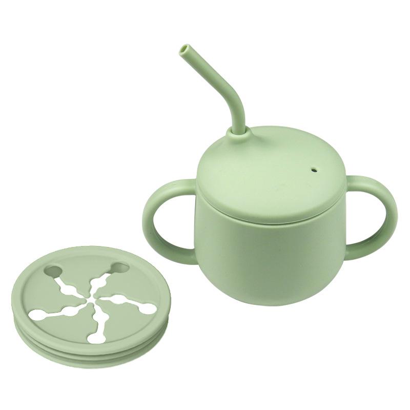 Силиконовый тренировочный стаканчик «Панда» для детей: Поильник-непроливайка с трубочкой, защищающий от падения