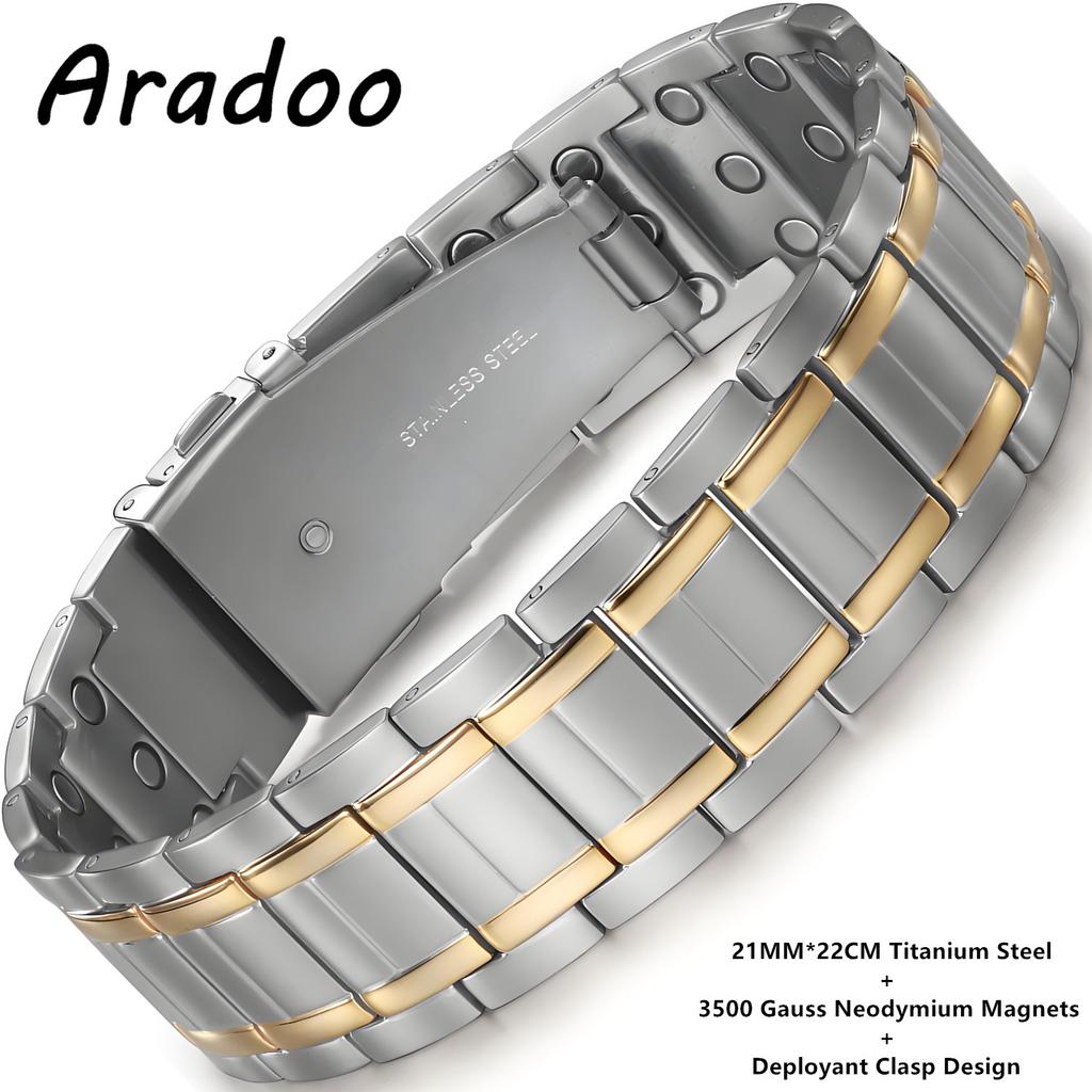 Premium Titanium Steel Bracelets for Men with 3X Ultra Strenth Magnetic Wristband Jewelry Gifts