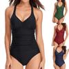 Ladies Sexy V-neck One-Piece Swimsuit With Ruffle Swimsuit Beach Bikini