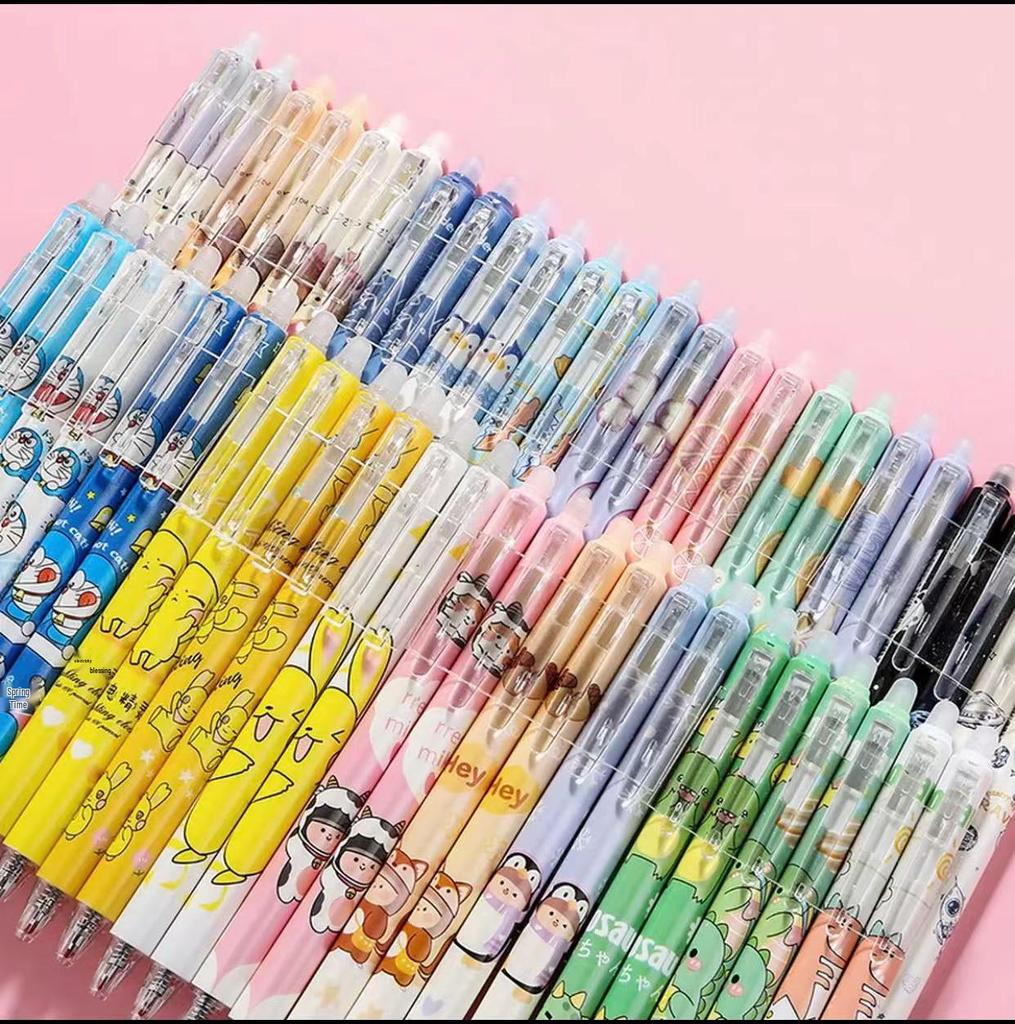 Стираемая ручка Mo Yi Cai 0,5 мм синяя/черная с запасным стержнем, пулевидный наконечник, подходит для студентов и третьего класса.