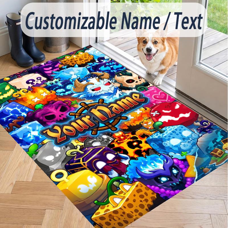 Custom Text Blox Fruits Pattern Floor Rug Soft Indoor Carpet Mat Living Room Bedroom