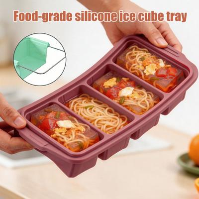 Силиконовый контейнер для заморозки с крышкой, форма для кубиков льда пищевого качества, легко вынимается, герметичная, штабелируемая, можно мыть в посудомоечной машине, многоцелевой контейнер для хранения на кухне