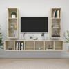 VidaXL Wall-mounted TV Furniture, 4 Pcs Sonoma Oak Particleboard.