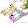 24pcs Gold Cutlery Set Royal Dinnerware Stainless Steel Silverware Spoon Fork Knife Kitchen Silverware Set Western Tableware