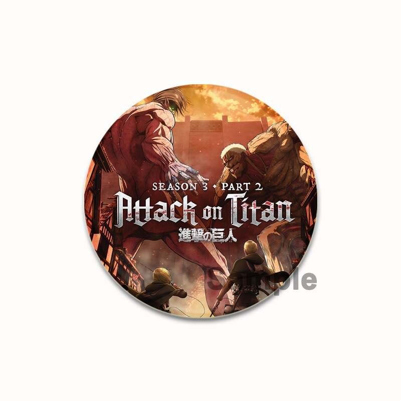 58mm Classic Anime Attack On Titan Brooch Cartoon Figure Badges for Backpack Decoration Clothes Lapel Pin Accessories Fan's Collection