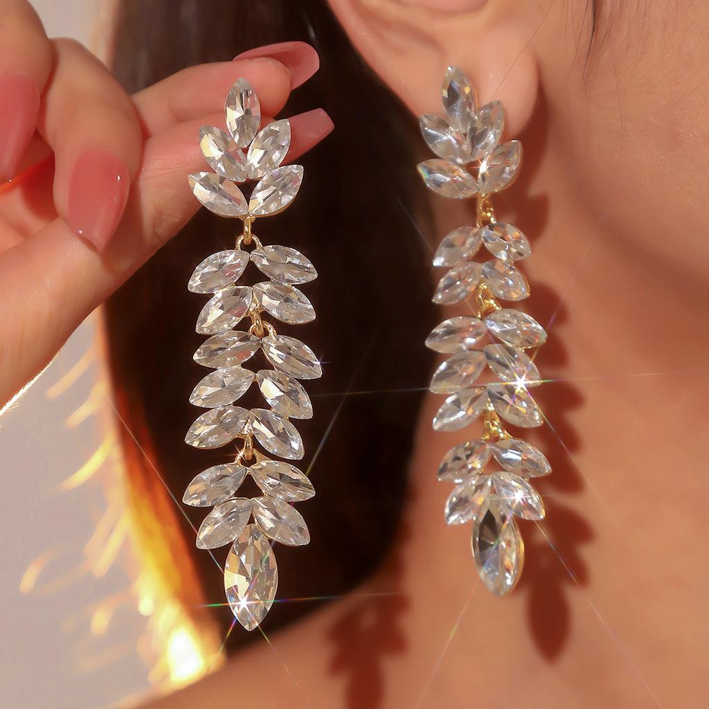 Fashion Colored Glass Rhinestone Long Earrings Women, Luxury Stud Earrings, Ear Jewelry Earrings
