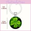 Lucky Four Leaf Clover Pendant Keychain With Zinc Alloy Silver Finish For Gift Giving And Celebration