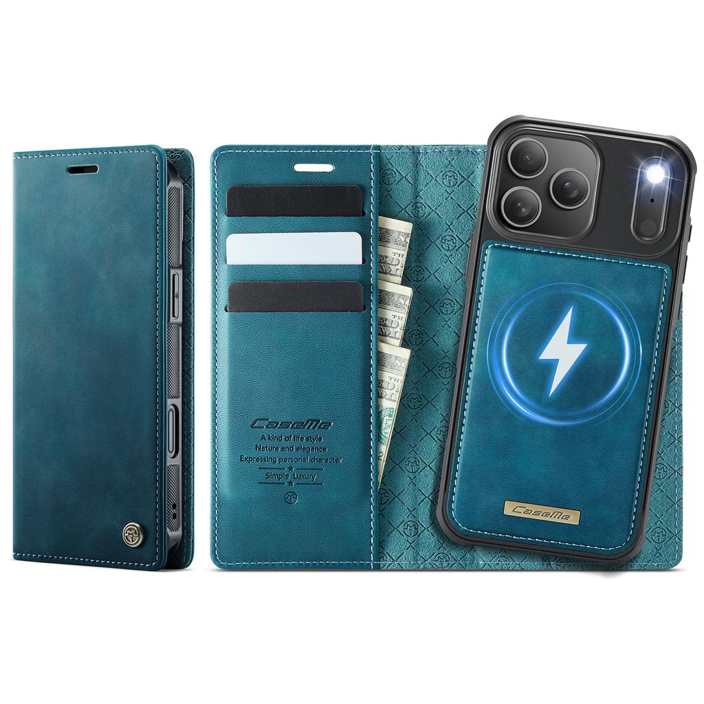For iPhone 17 Pro Max Case CASEME C49 Compatible with MagSafe RFID Blocking Detachable Wallet Leather Phone Cover