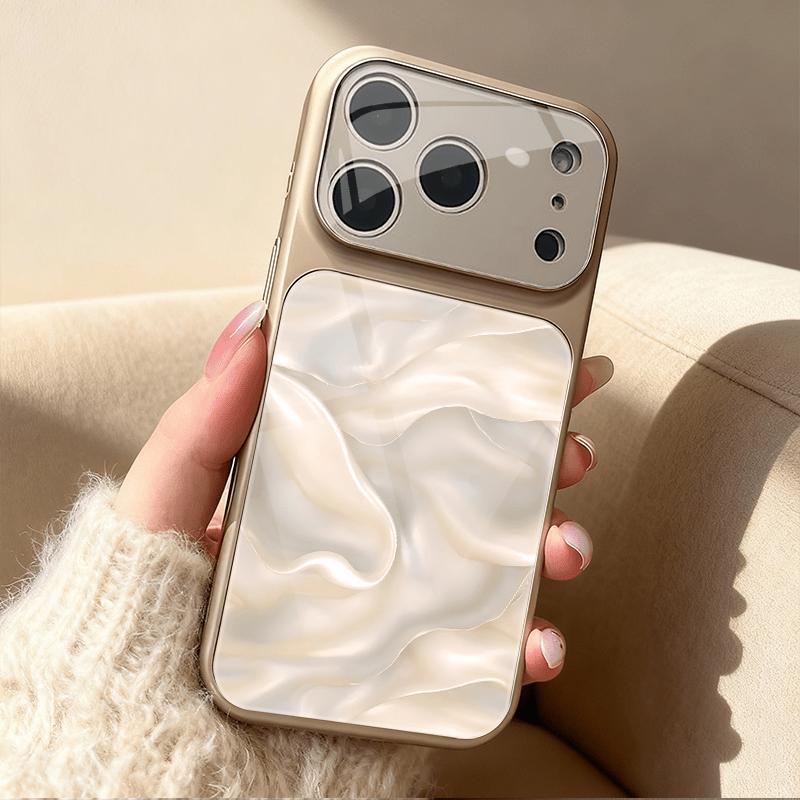 Закаленное стекло с принтом и текстурой шелка Чехол для телефона для iPhone 17 16 15 14 13 12 11 Pro Max Plus с защитой камеры